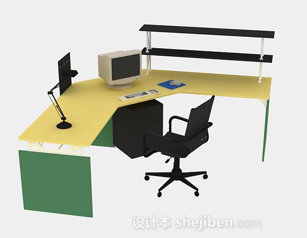 现代办公桌椅3d模型下载