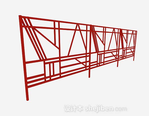 红色个性栏杆3d模型下载