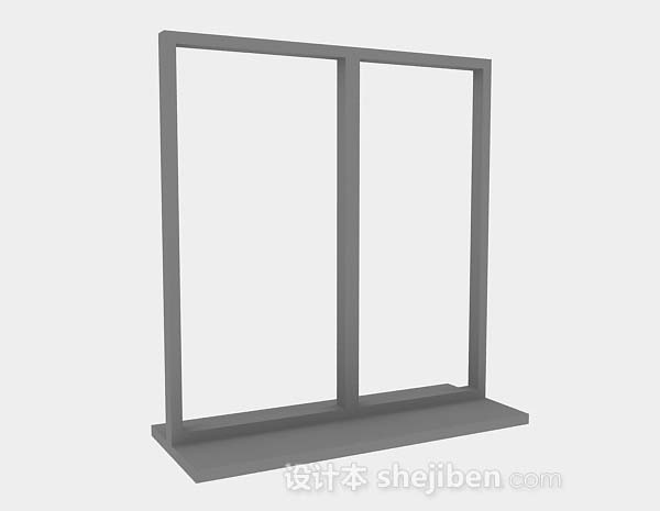 灰色木质窗3d模型下载