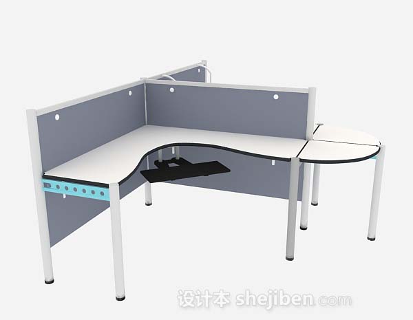 灰色简约办公桌3d模型下载