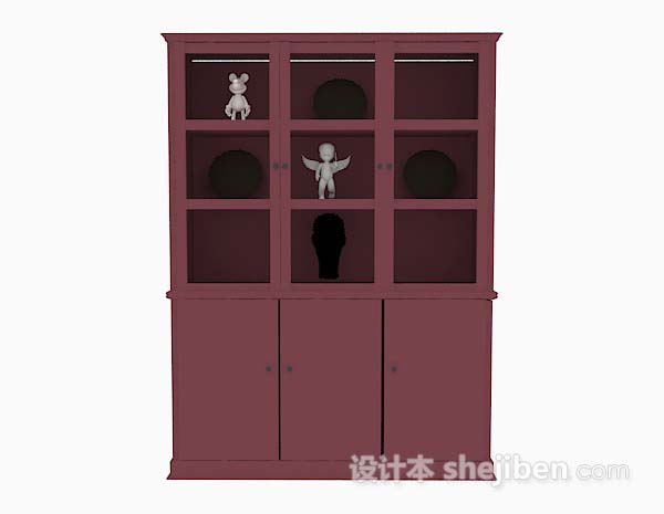 红色展示柜3d模型下载