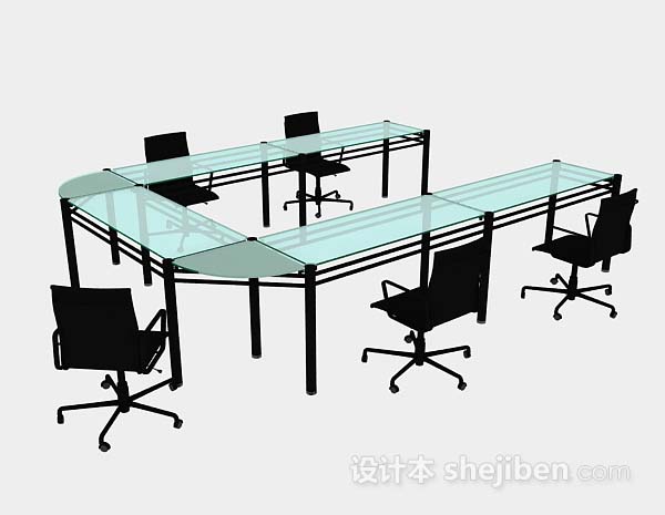 简约会议桌椅3d模型下载