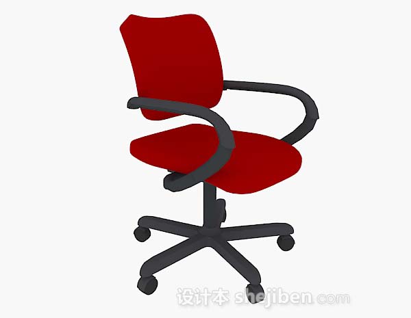 红色办公椅3d模型下载