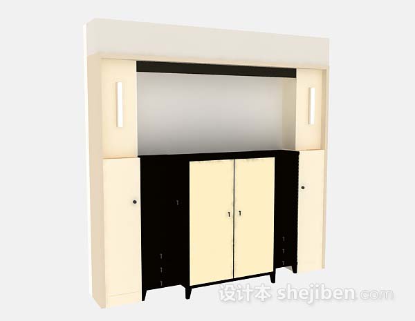 黄色木衣柜3d模型下载