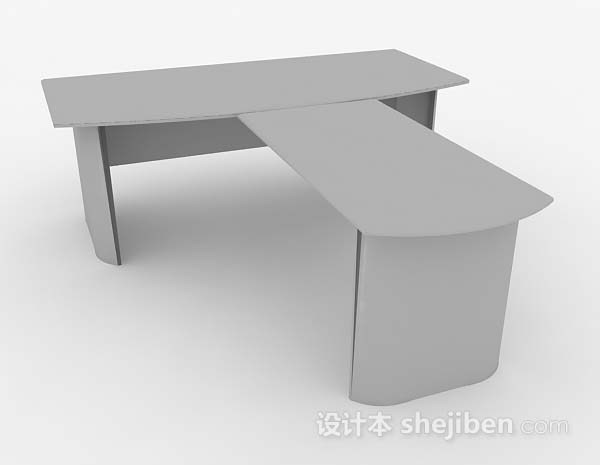 灰色办公桌3d模型下载