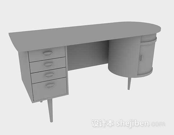 灰色办公桌3d模型下载
