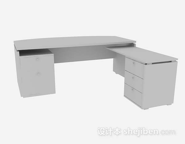 灰色办公桌3d模型下载