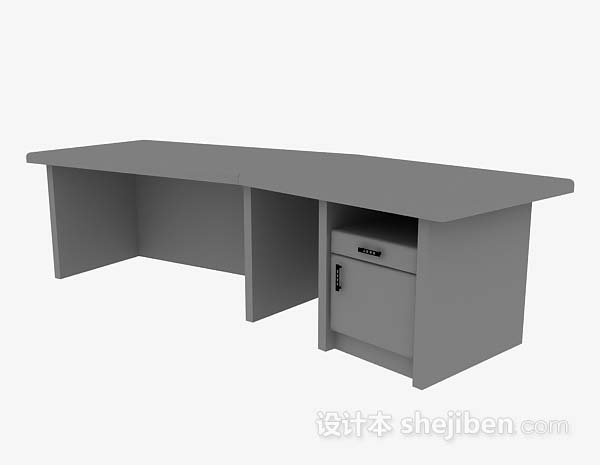 灰色办公桌3d模型下载
