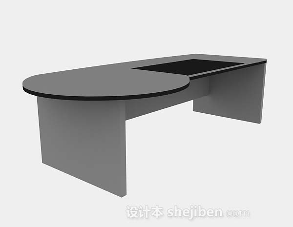 灰色办公桌3d模型下载