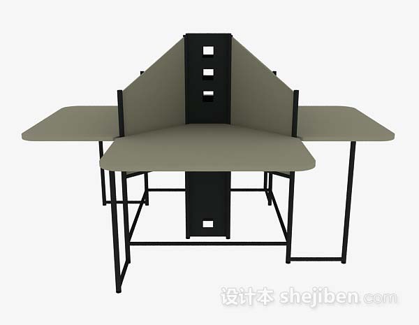 棕色办公桌3d模型下载