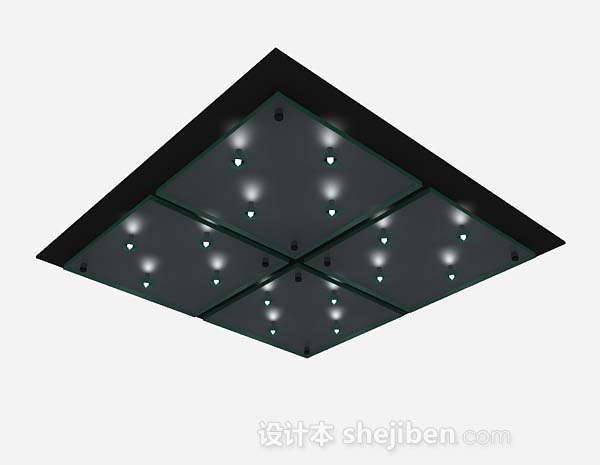 黑色吸顶灯3d模型下载