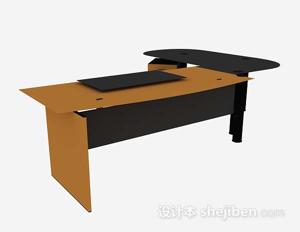 黄棕色办公桌3d模型下载