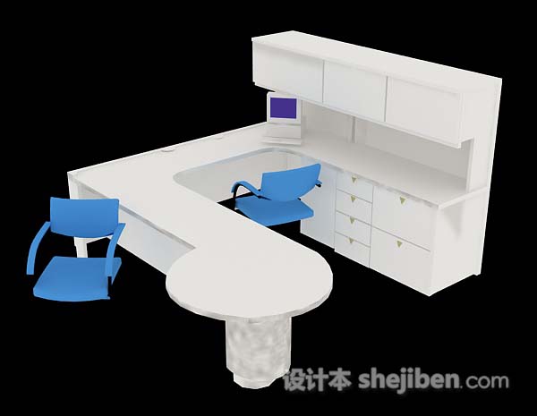 办公桌椅组合3d模型下载