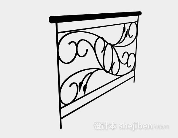 黑色铁艺栏杆3d模型下载