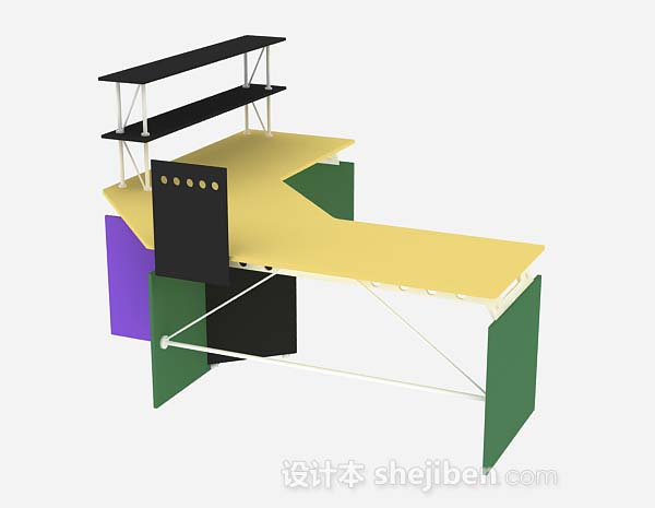 黄色个性办公桌3d模型下载
