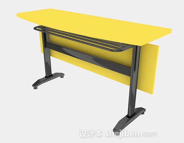 黄色办公桌3d模型下载