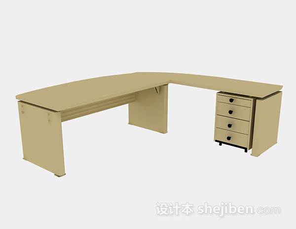 黄色办公桌3d模型下载