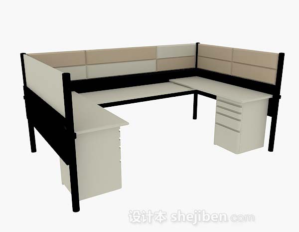 棕色办公桌3d模型下载