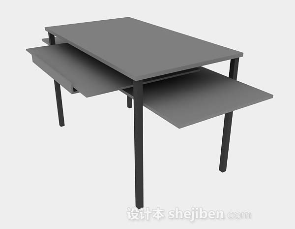 灰色办公桌3d模型下载