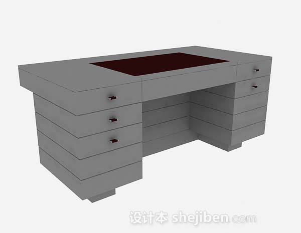 灰色办公桌3d模型下载