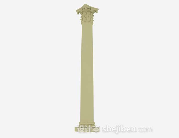 中式黄色柱子3d模型下载