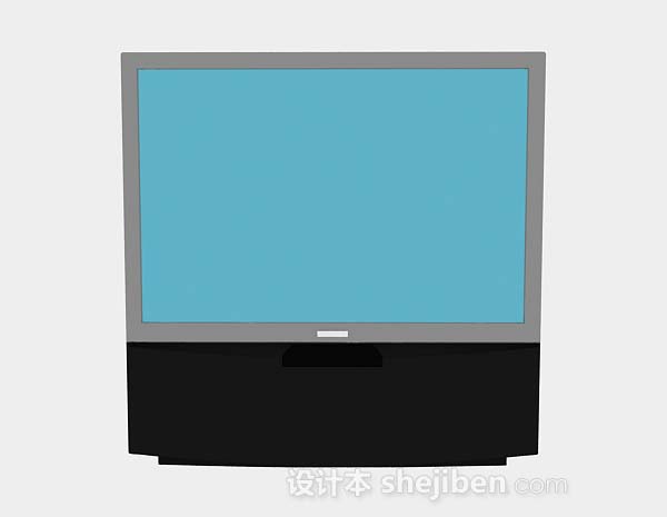 蓝色电视机3d模型下载