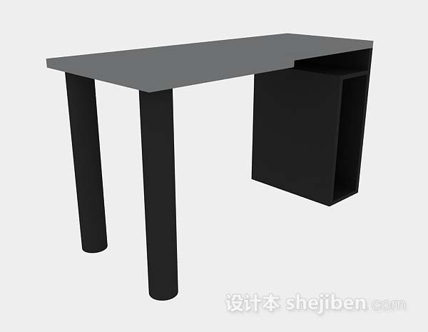 灰色简约办公桌3d模型下载