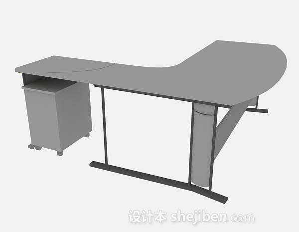 灰色办公桌3d模型下载