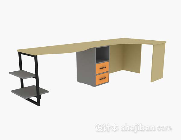 简约木质办公桌3d模型下载