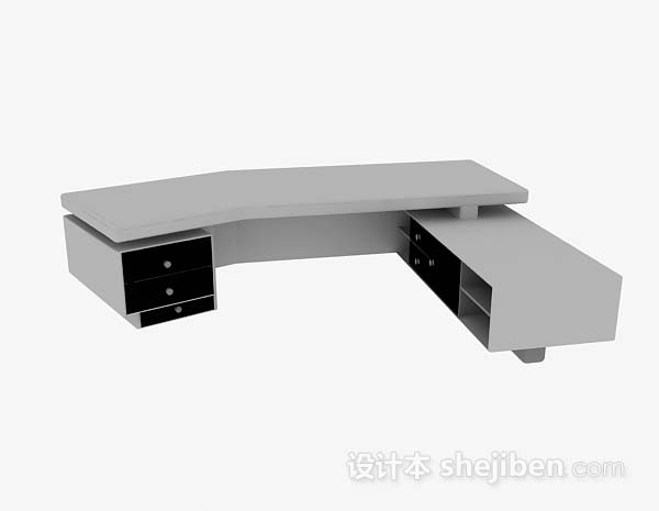 灰色办公桌3d模型下载