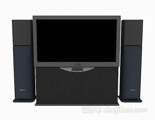 灰色电视机3d模型下载