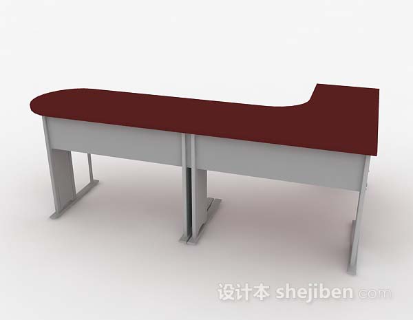 红色办公桌3d模型下载