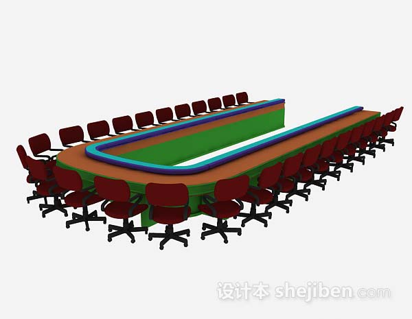会议桌椅组合3d模型下载