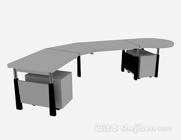灰色办公桌3d模型下载
