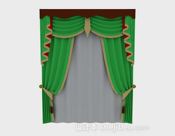绿色窗帘3d模型下载