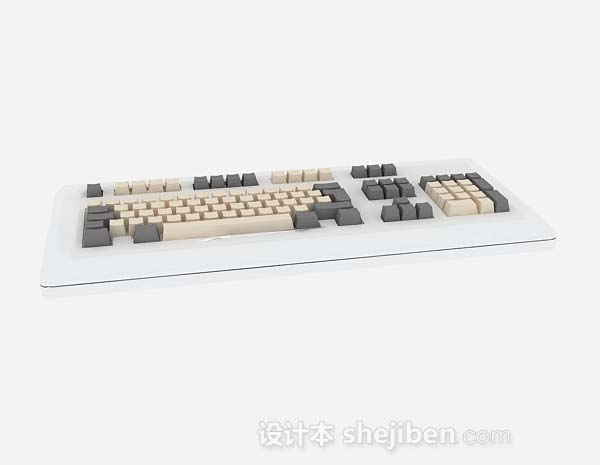 白色电脑键盘3d模型下载