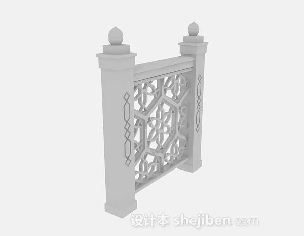 木质栏杆3d模型下载
