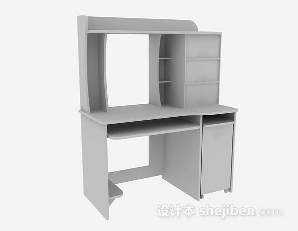 灰色木质办公桌3d模型下载