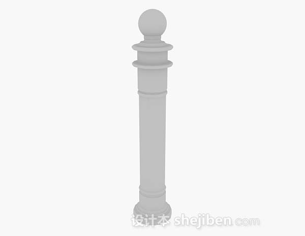 灰色庭院柱子3d模型下载