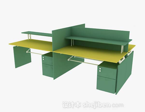 绿色办公桌3d模型下载