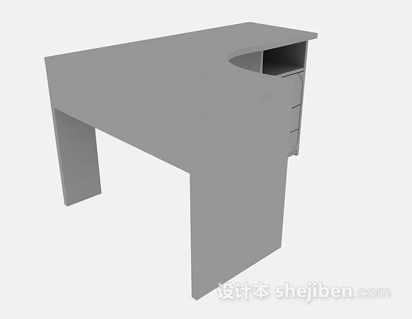 灰色办公桌3d模型下载