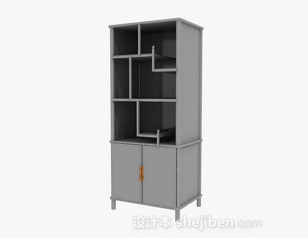 新中式灰色展示柜3d模型下载
