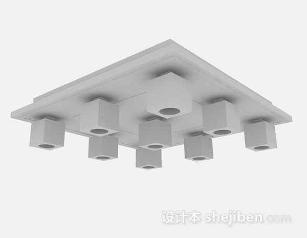 灰色吸顶灯3d模型下载