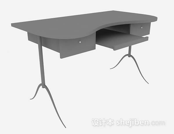 灰色办公桌3d模型下载