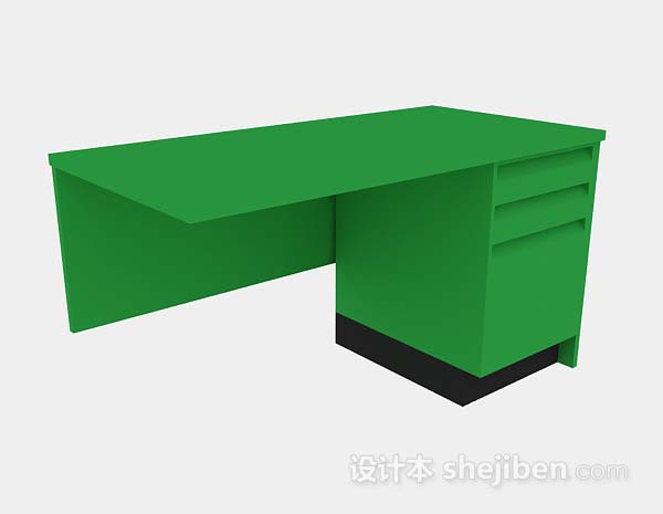 绿色办公桌3d模型下载