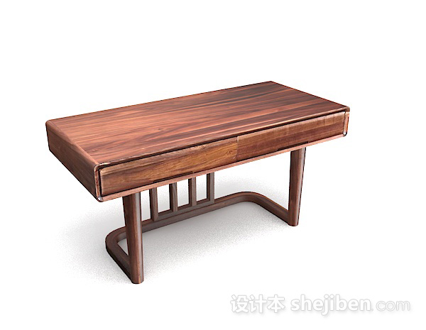 棕色木质书桌3d模型下载