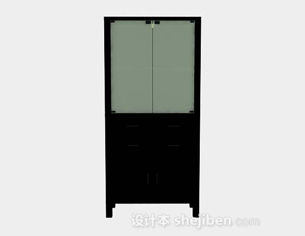 黑色书柜3d模型下载