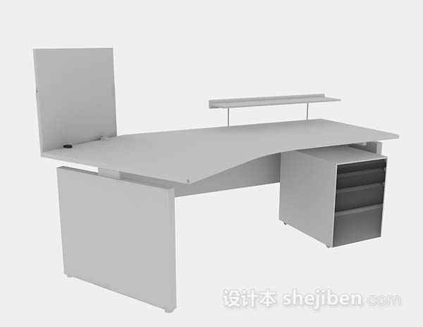 灰色办公桌3d模型下载