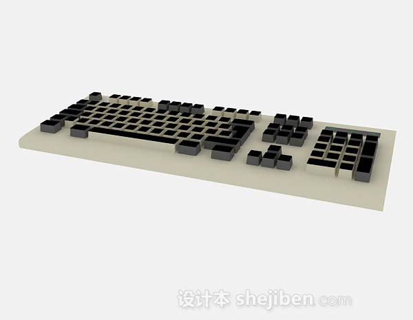 棕色电脑键盘3d模型下载