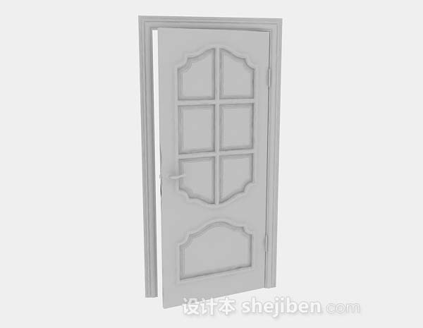 灰色木质门3d模型下载